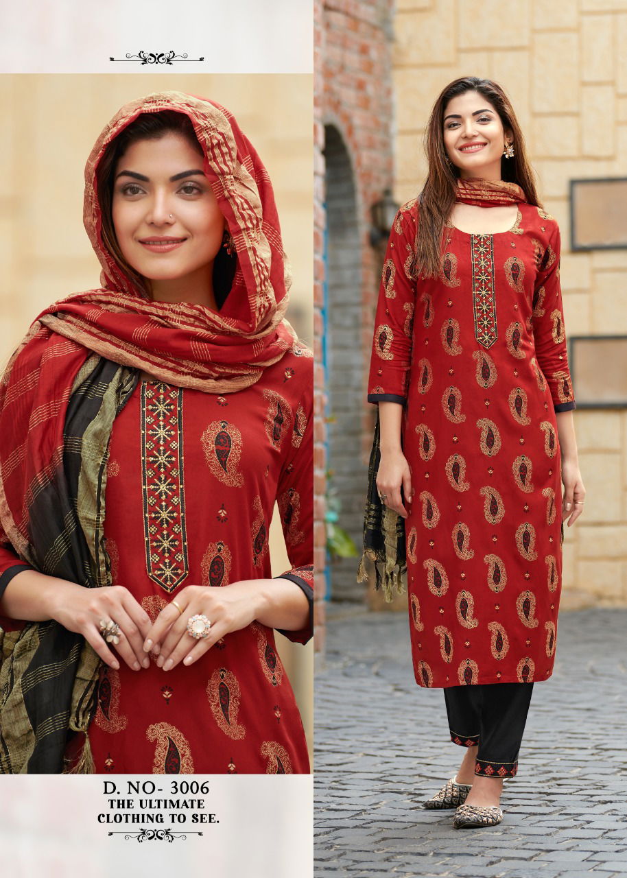 Rangjyot Rang Maya 3 Fancy Festive Wear Rayon Kurti Pant and Dupatta Readymade Collection